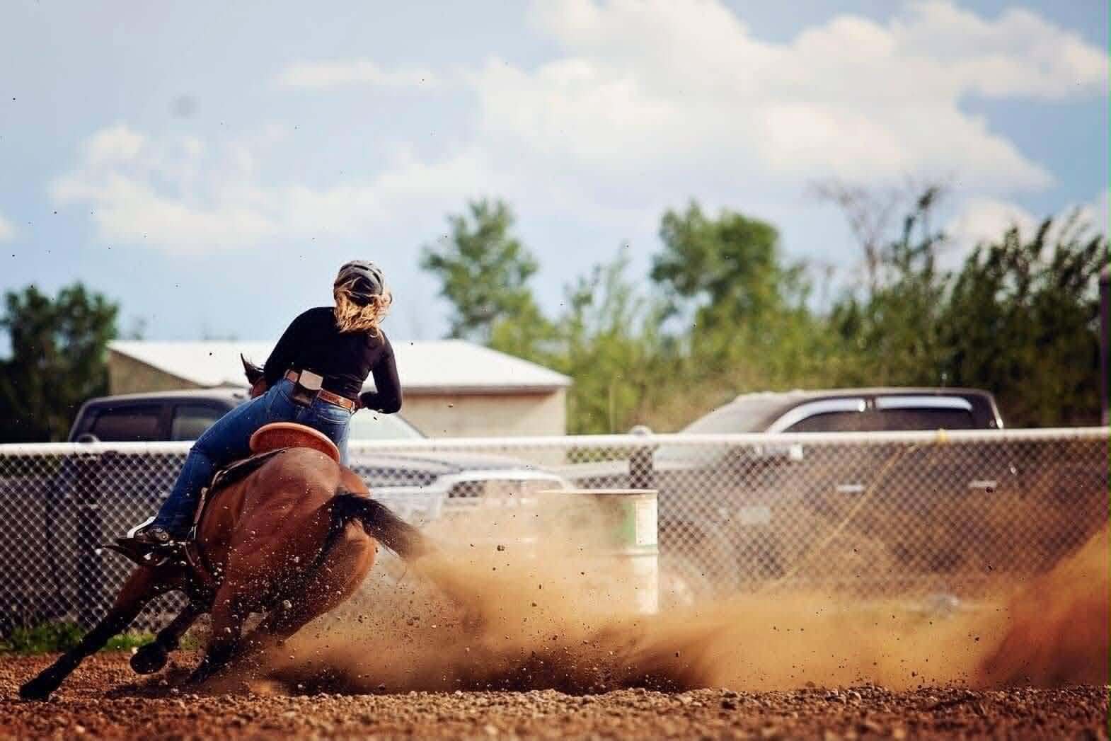 Barrel racing competition at the Waldhof arena